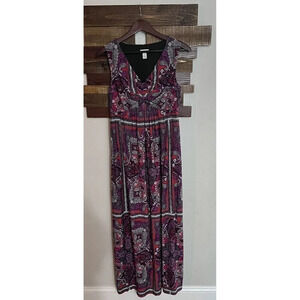 Chicos Womens Dress Maxi Size 1 Paisley Handkerchief Print Boho Stretch Tank
